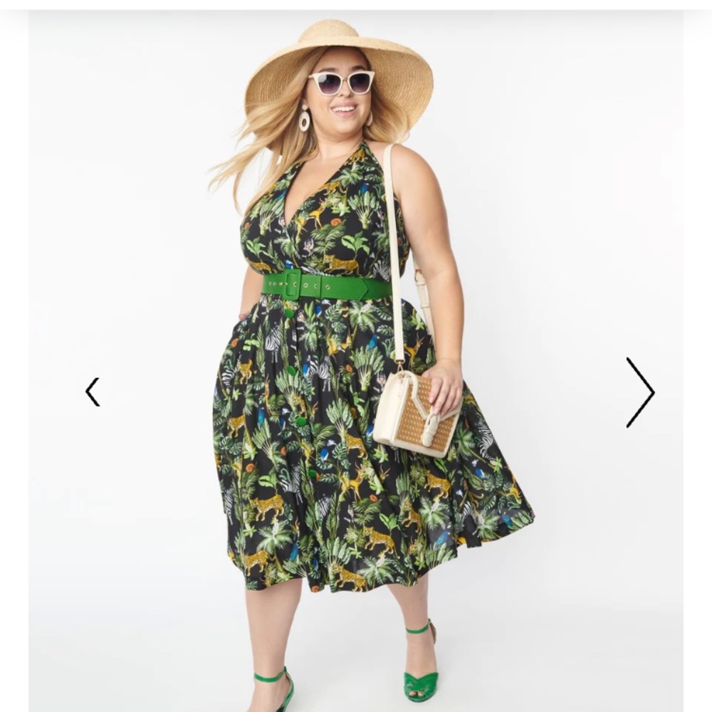 NWT Unique Vintage Tarrytown Hostess Dress Jungle print
